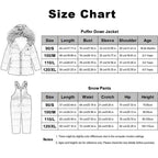 Kinder Daunenjacke Schneeanzug mit Künstliches Fell Kaputze Bekleidungsset Mädchen Jungen Verdickte Winterjacke + Skihose Daunenhose Kinderskianzug, Schwarz 4-5 Jahre