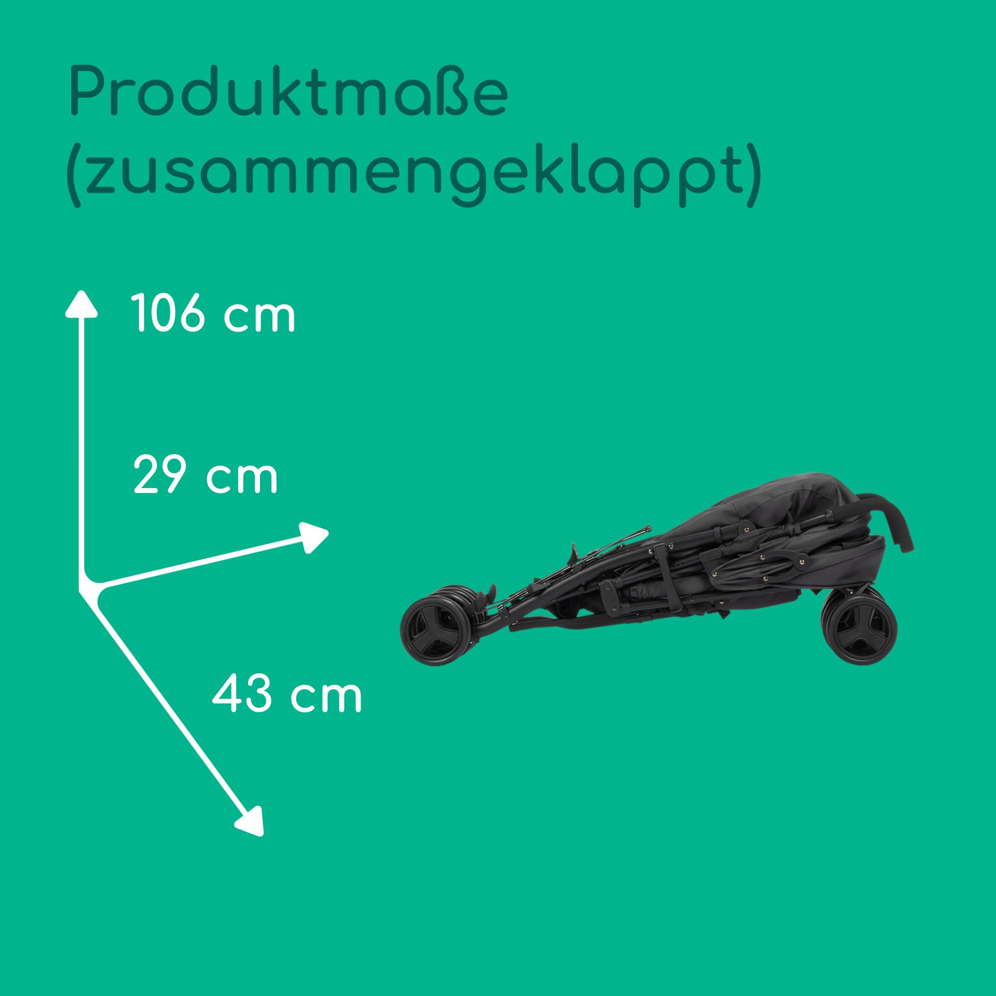 Bebeconfort Rainbow, Kinderwagen, Kompakt und Wendig, 6 Monaten bis 4 Jahre, bis zu 22 kg, Mineral Graphite