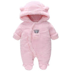 Baby Winter Schneeanzug Baby Strampler, Junge und Mädchen Einteiliger Anzug mit Kapuze, Kleinkind Oberbekleidung Schneeanzug Set Dick und Warm,Blau 3-6 Monate
