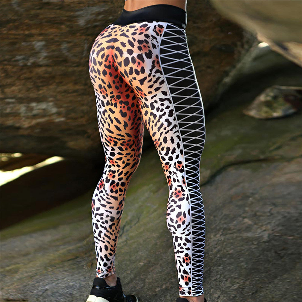 Damenmode bedruckte Patchwork-Leggings mit hoher Taille