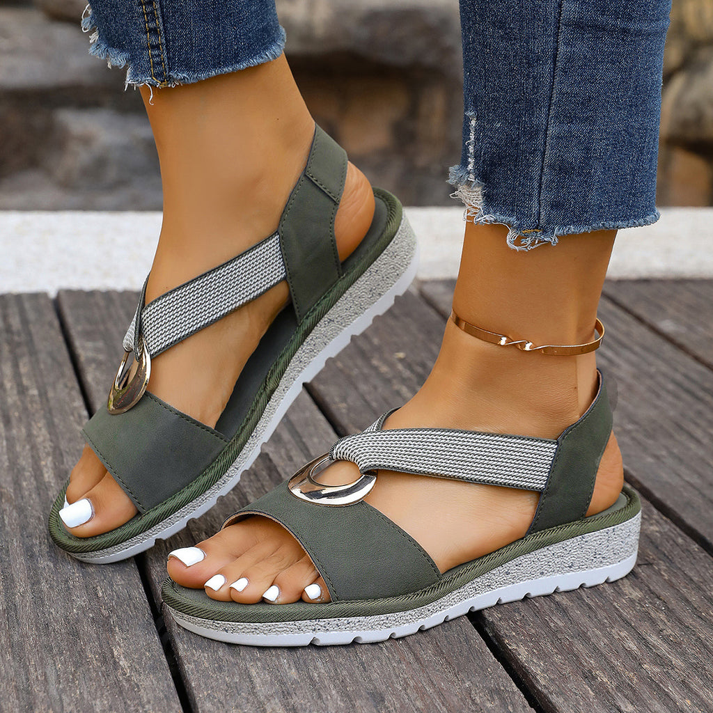 Sandales pour femmes avec boucle en métal et corde de chanvre