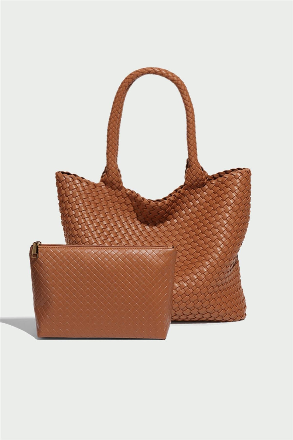 Geflochtene Tote-Tasche in Cognac