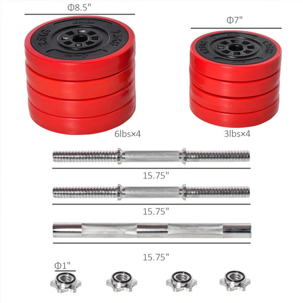 Adjustable Dumbbell Set, 44lbs Convertible To Barbell Weight Set Made With Metal Sand And Plastic For Home Gym Women And Men Weight Lifting Training
