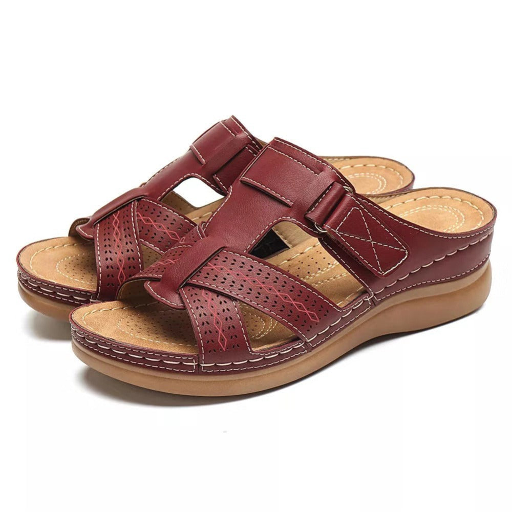 Vintage Keilabsatz Plateau Slip-On Damensandalen