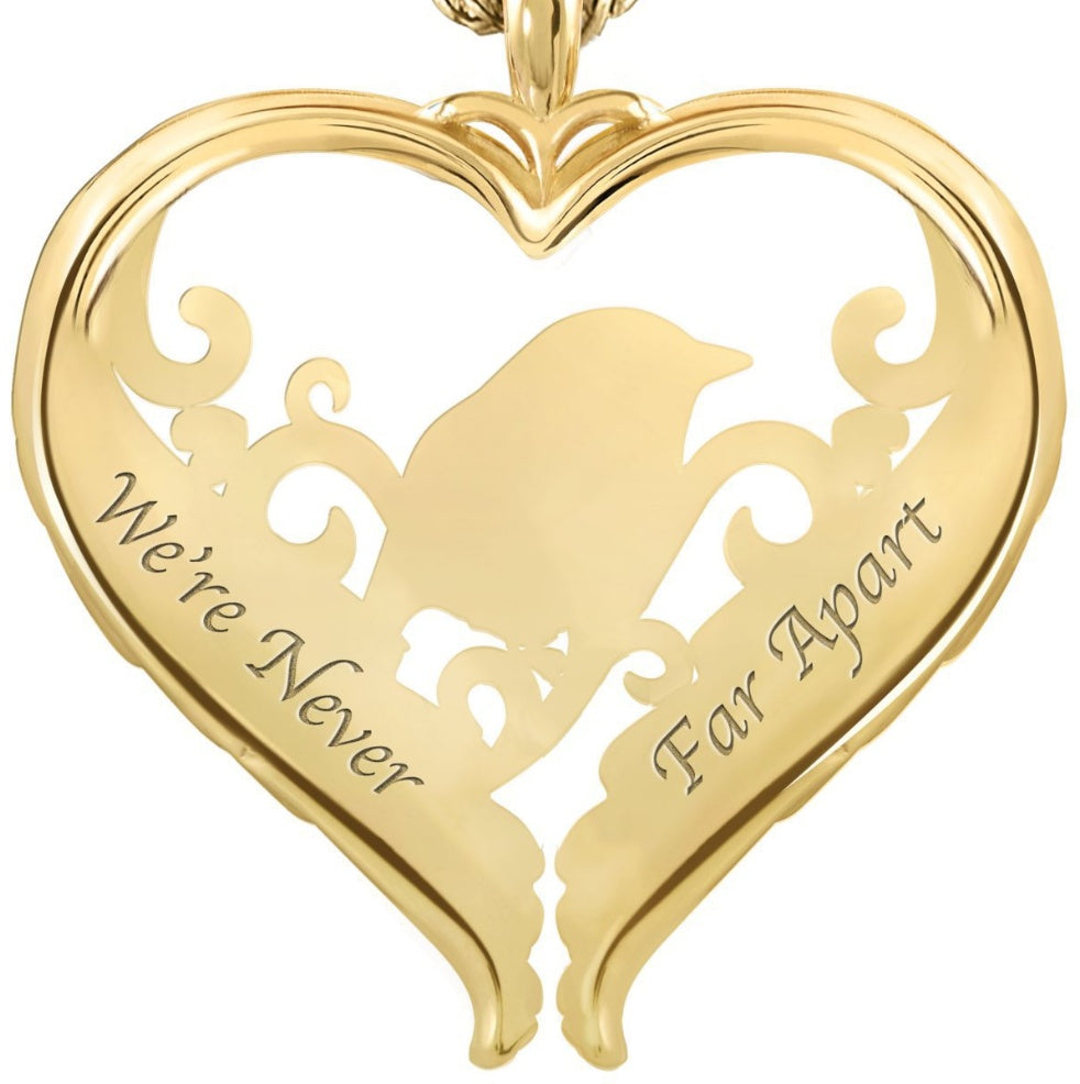 Charm We're Never Far Apart Herz Flügel Anhänger Goldfarben plattiert Roter Emaille Vögel Spatz Anhänger Halskette Damen Schmuck Kolye