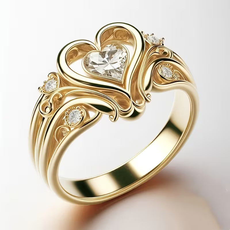 Vergoldeter herzförmiger Kupferring