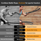 Ropeless Battle Rope Home GymEquipment With Integrated Non-Slip Handles Rubber-Coated Springs For Unisex Indoor Outdoor Training HIlTWorkouts Low-Impact Cardio Training