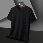 Men's Round Neck Jacquard Short Sleeve Cool Antibacterial Fashion Brand Casual Fashion Half Sleeve