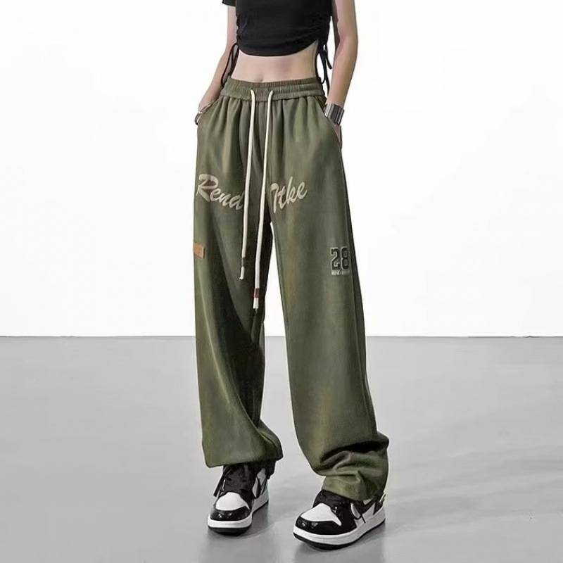 Pantalon droit vert automne pour femmes