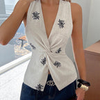 Sommer Blumendruck Ärmelloses Lässiges Damen Tank Top