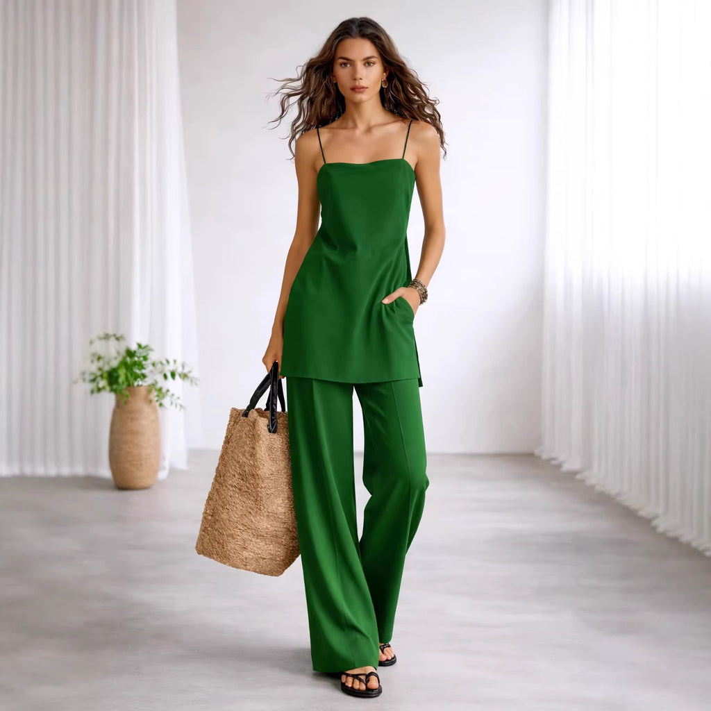 Damen Minimalistischer Jumpsuit Set, einfarbig