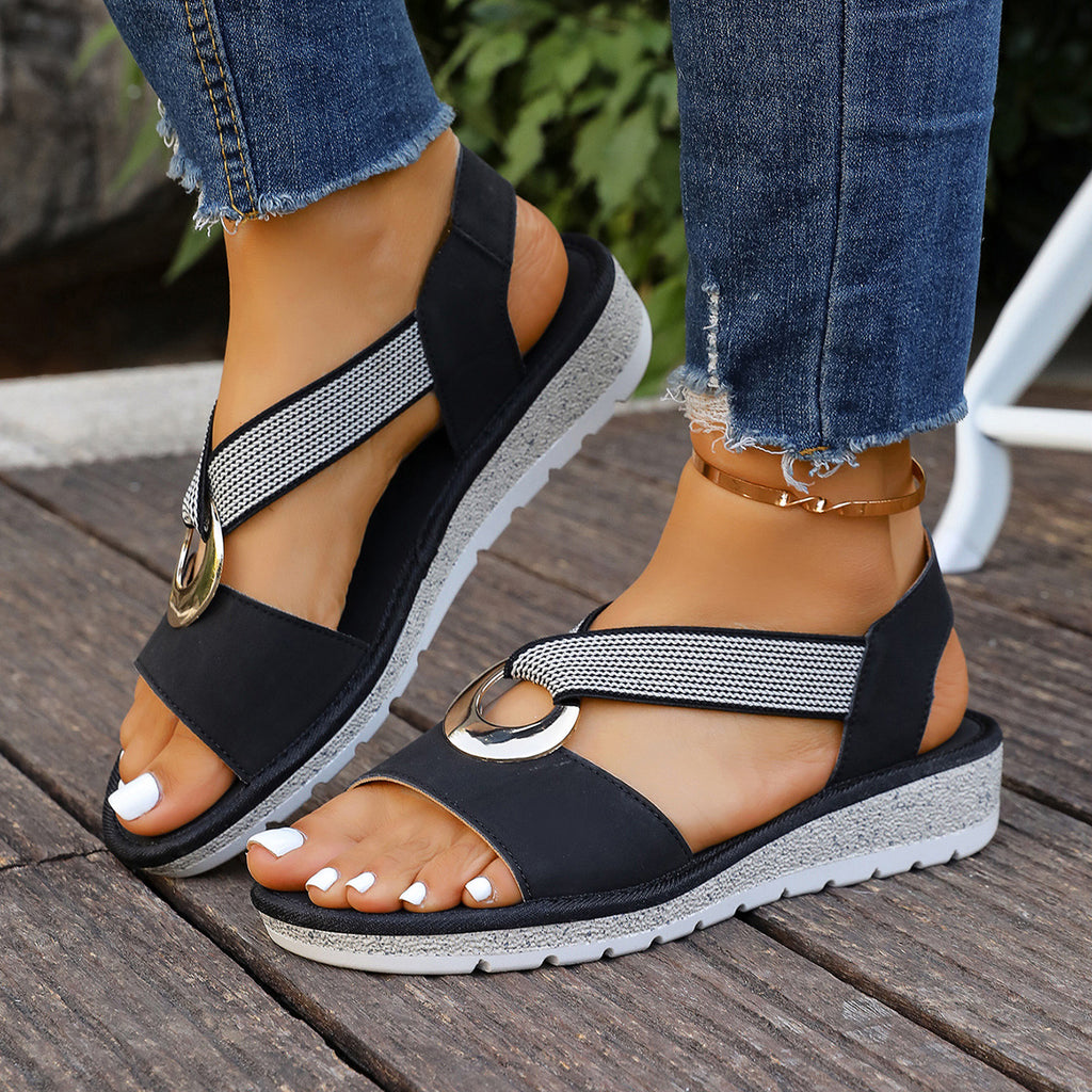 Sandales pour femmes avec boucle en métal et corde de chanvre
