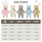 Baby Schneeanzüge Winter Overall mit Kapuze Fleece Strampler Mädchen Jungen Warm Outfits- Gr. 0-3 Monate (59 cm), Gelb