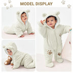 Baby Schneeanzüge Winter Overall mit Kapuze Fleece Strampler Mädchen Jungen Warm Outfits- Gr. 0-3 Monate (59 cm), Gelb