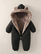 NEAWEALY Baby Winter Overall Mädchen Jungen Schneeanzüge Neugeborene Fleece Gefüttert Strampler Warmer Jumpsuit mit Kapuze