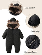 NEAWEALY Baby Winter Overall Mädchen Jungen Schneeanzüge Neugeborene Fleece Gefüttert Strampler Warmer Jumpsuit mit Kapuze