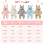 Baby Schneeanzüge Winter Overall mit Kapuze Fleece Strampler Mädchen Jungen Warm Outfits- Gr. 0-3 Monate (59 cm), Gelb