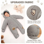 Baby Schneeanzüge Winter Overall mit Kapuze Fleece Strampler Mädchen Jungen Warm Outfits- Gr. 0-3 Monate (59 cm), Gelb