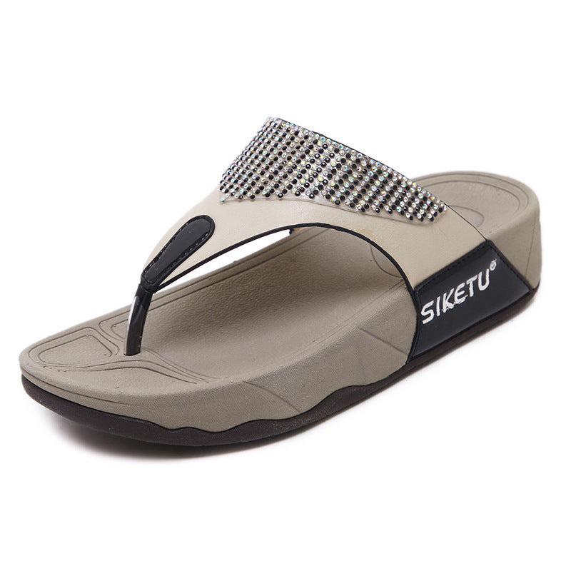 Sandales pour femme Sandales et pantoufles à talon bloc avec strass