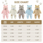 Baby Schneeanzüge Winter Overall mit Kapuze Fleece Strampler Mädchen Jungen Warm Outfits- Gr. 0-3 Monate (59 cm), Gelb