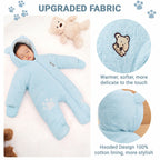 Baby Schneeanzüge Winter Overall mit Kapuze Fleece Strampler Mädchen Jungen Warm Outfits- Gr. 0-3 Monate (59 cm), Gelb
