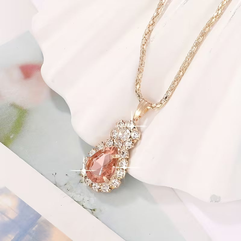 4-teiliges modisches Damenschmuckset aus Zinklegierung und Glasmosaik.