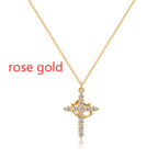 Modeschmuck Kreuz Voll Diamant Krone drehbare Halskette
