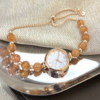 Perlenarmband Damen Quarzuhr Nischen-Leucht-Luxus-Design mit kleinem Zifferblatt und ausziehbarem, verstellbarem Band