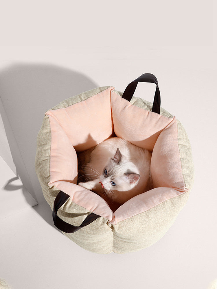 Cat Bed With Handles With Washable Cushion