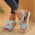 Plus Size Summer Hemp Rope Straw Woven Platform High Heel Open Toe Sandals