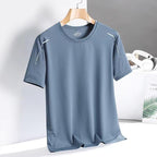 Mens Summer Thin Ice-silk Short-sleeve Shirt