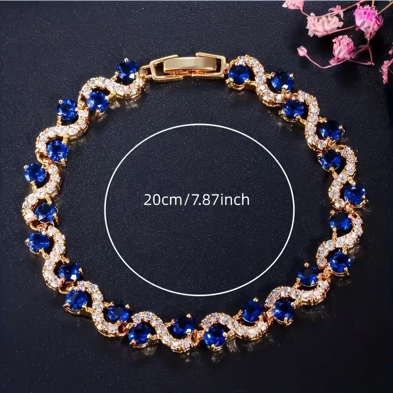 Elegantes Luxus-Steinarmband, geeignet für Alltag und Partys, funkelndes Wellen-Steinketten-Schmuckstück, Hochzeiten, Abendessen, besondere Anlässe