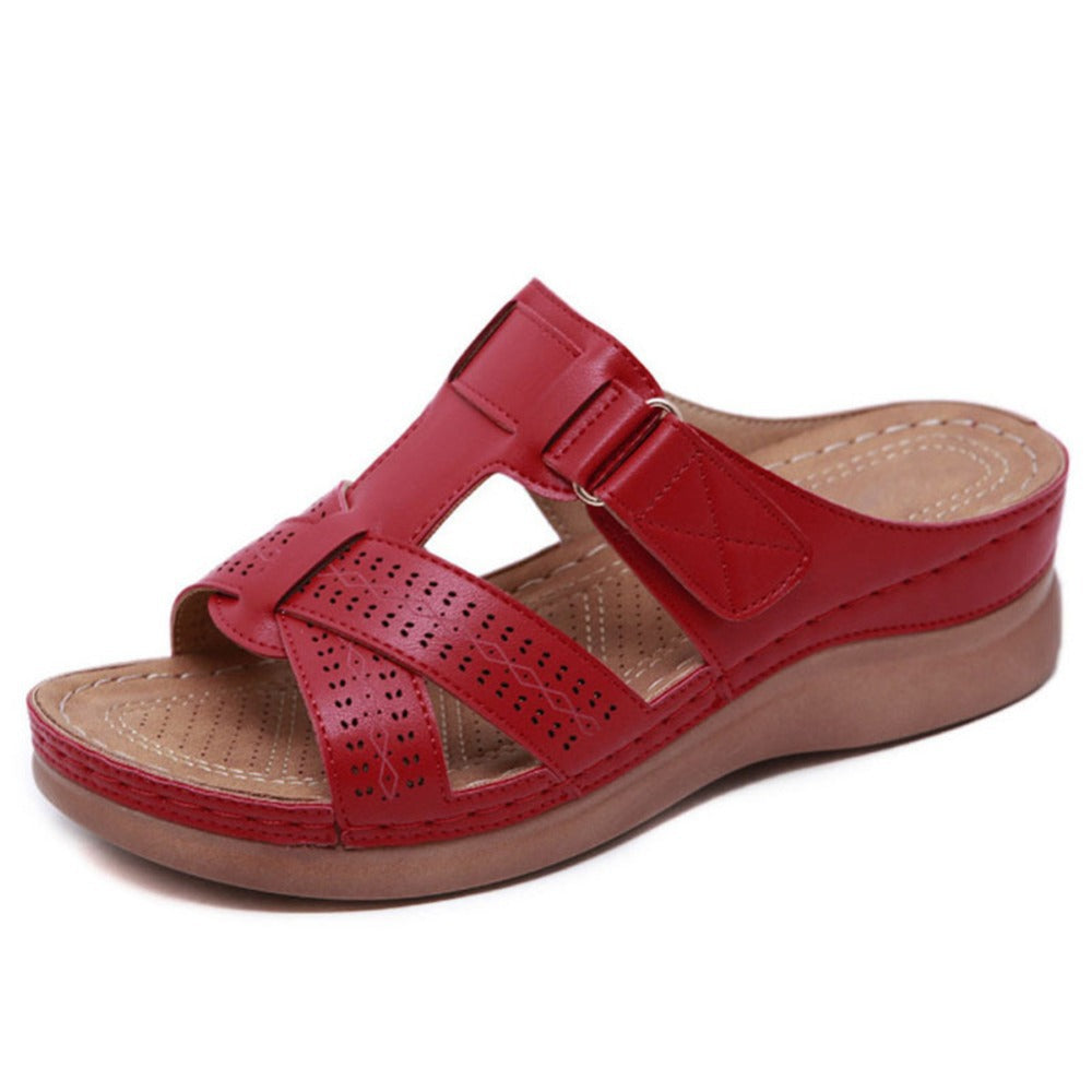 Vintage Keilabsatz Plateau Slip-On Damensandalen