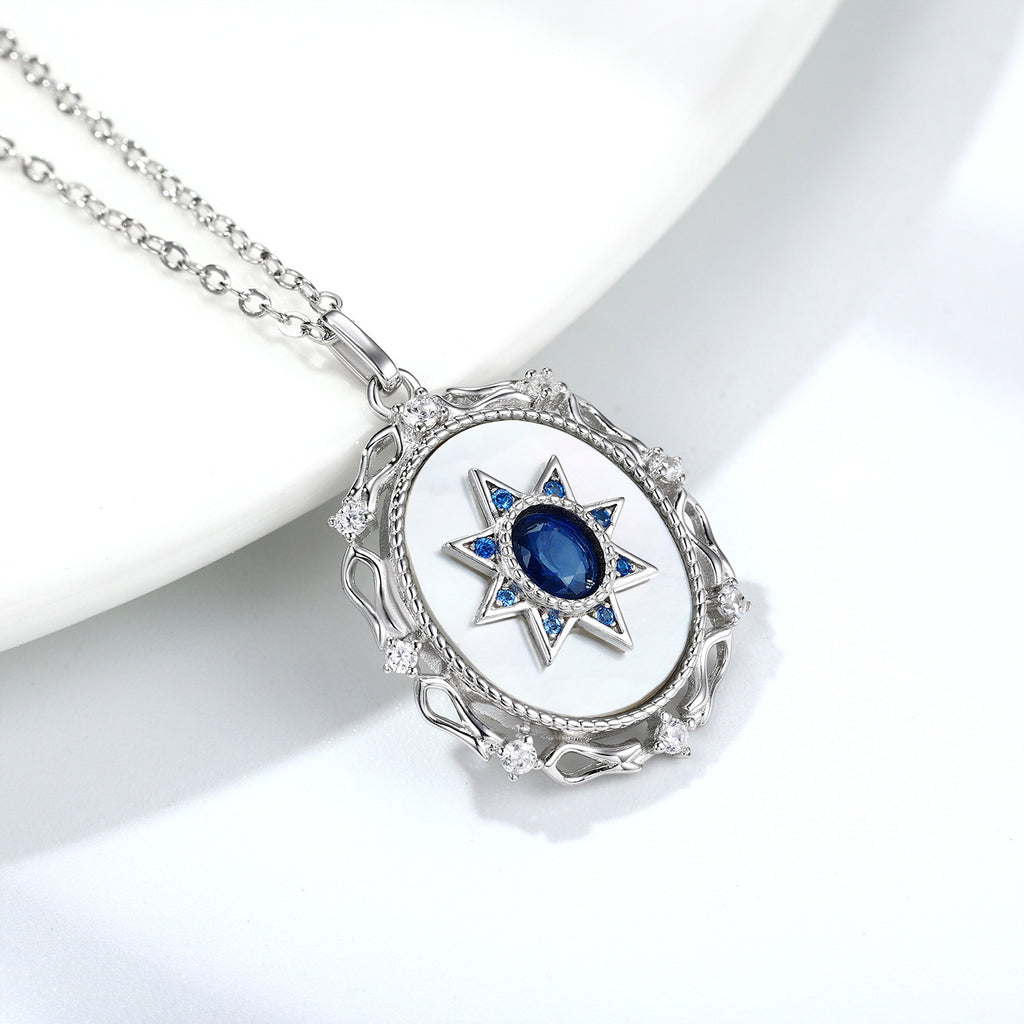 925 Silber Mädchen Natürlicher Saphir Halskette Vielseitig