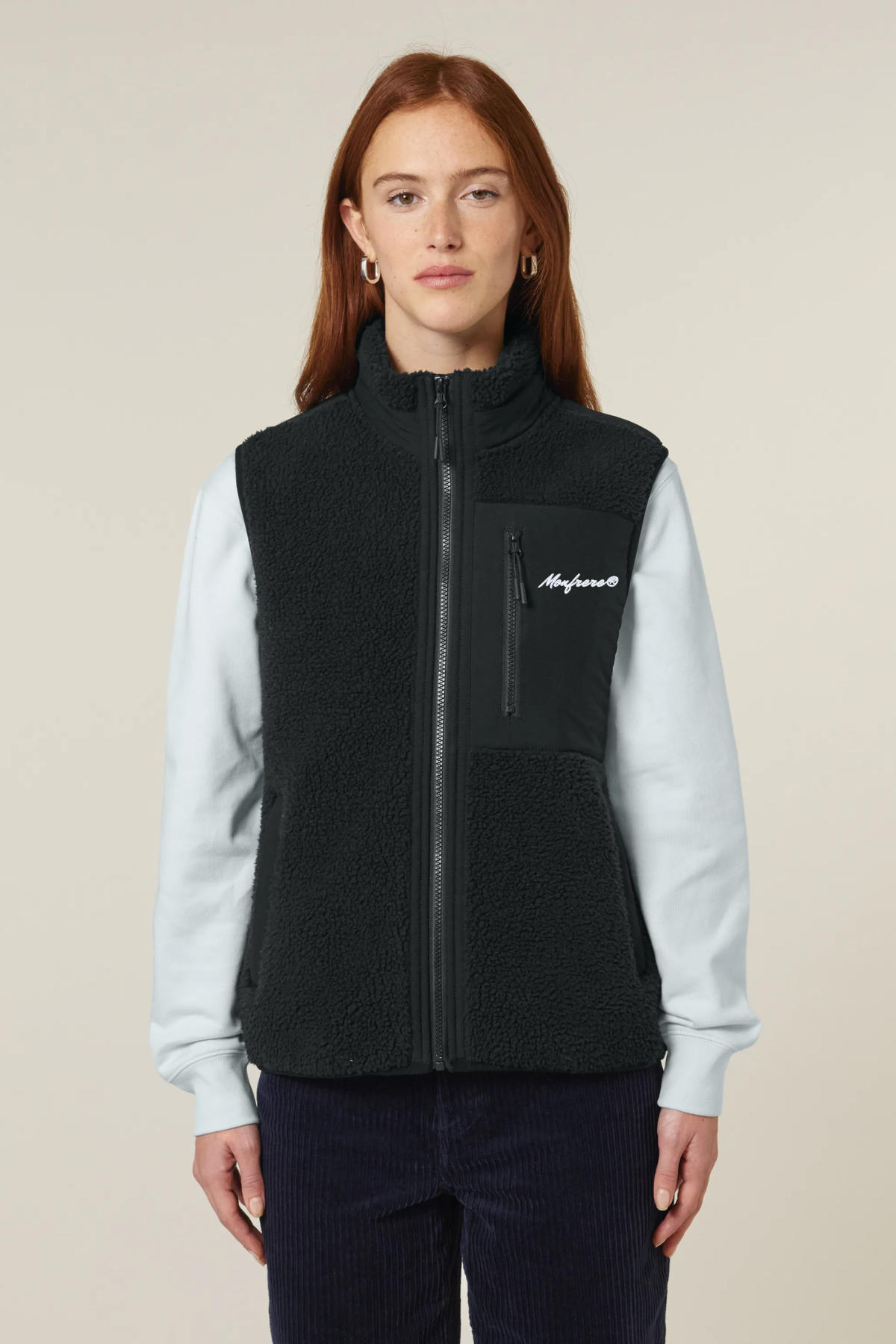 White Label Stick Unisex-ärmellose Sherpa-Jacke