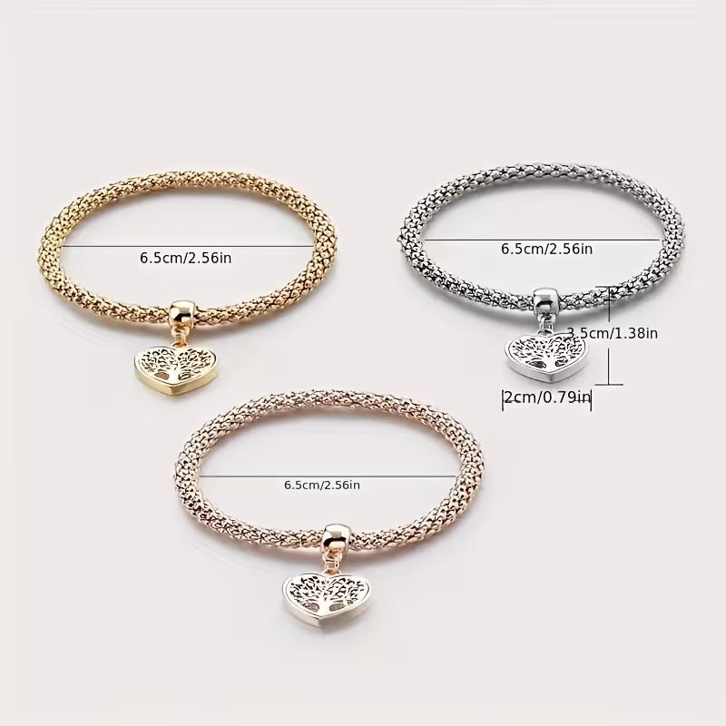 3 Boho-Chic-Armbänder mit Lebensbaum-Motiv – Vintage-Stil, Zinklegierung, zart