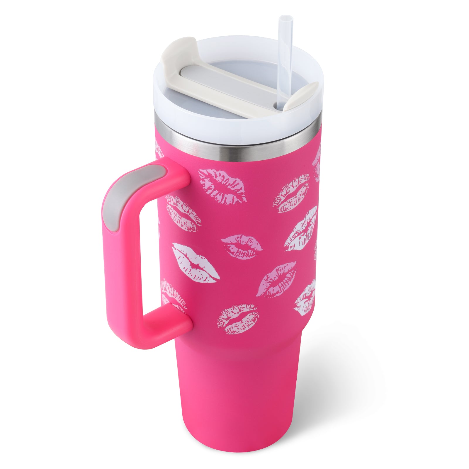 40 oz Becher mit Griff und Strohhalm, isoliert, auslaufsicher, Vakuum-Kaffeetasse aus Edelstahl mit Deckel, konischer Becher, Geschenke für Valentinsliebhaber, geeignet für Auto, Fitnessstudio, Büro, Reisen