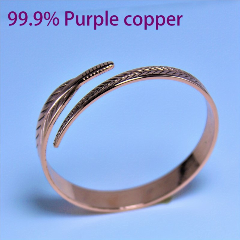 Bracelet rétro en cuivre avec motif de feuilles