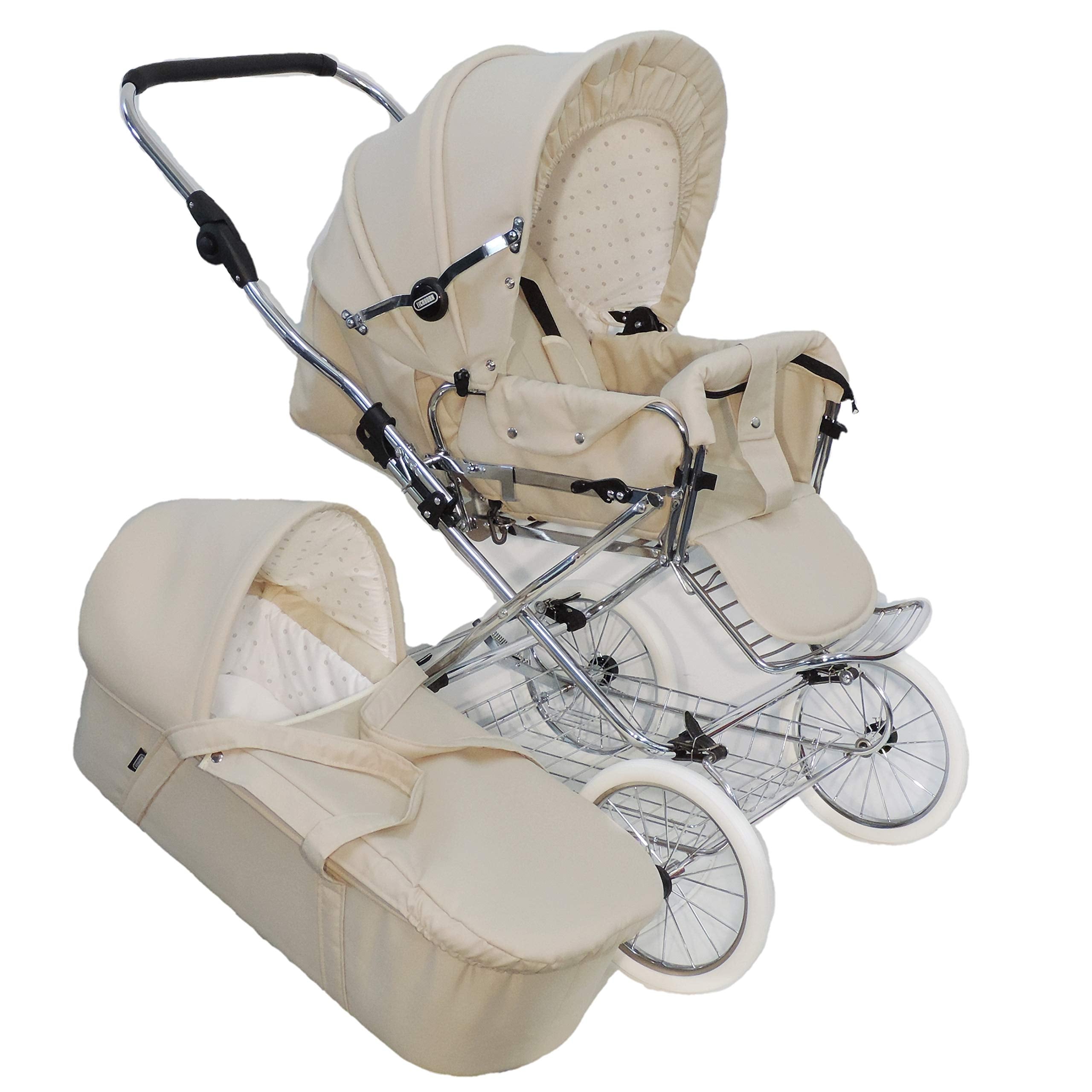 EICHHORN Kinderwagen Kombikinderwagen Komplett-Set, 0-3 Jahre, umbaubar zum Sportwagen, inklusive Babytragetasche, EVA-Rad, marineblau