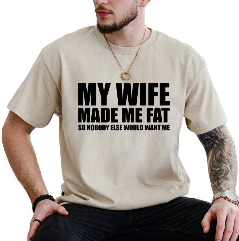 Men's Creative English Letter Print T-Shirt