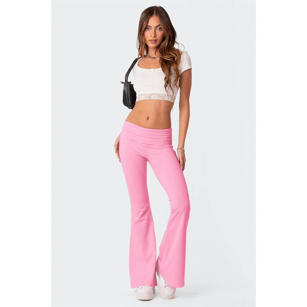 Mode féminine pantalon évasé taille basse