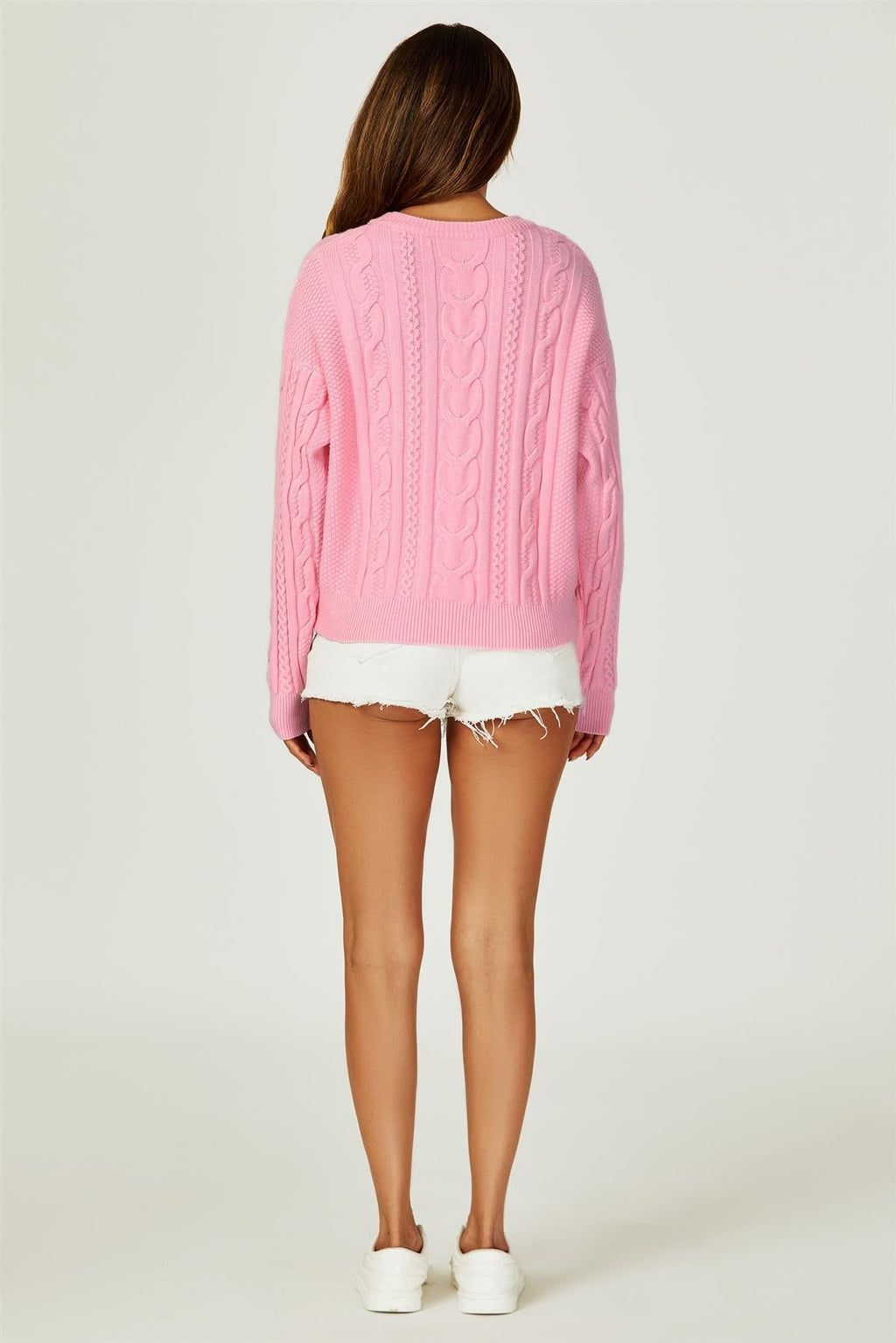Grober Rundhalspullover in Rosa