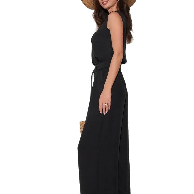 Ensemble pantalon ample décontracté sans manches pour femme