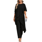 Women's Off-shoulder Irregular Top And Pants Two-piece Set