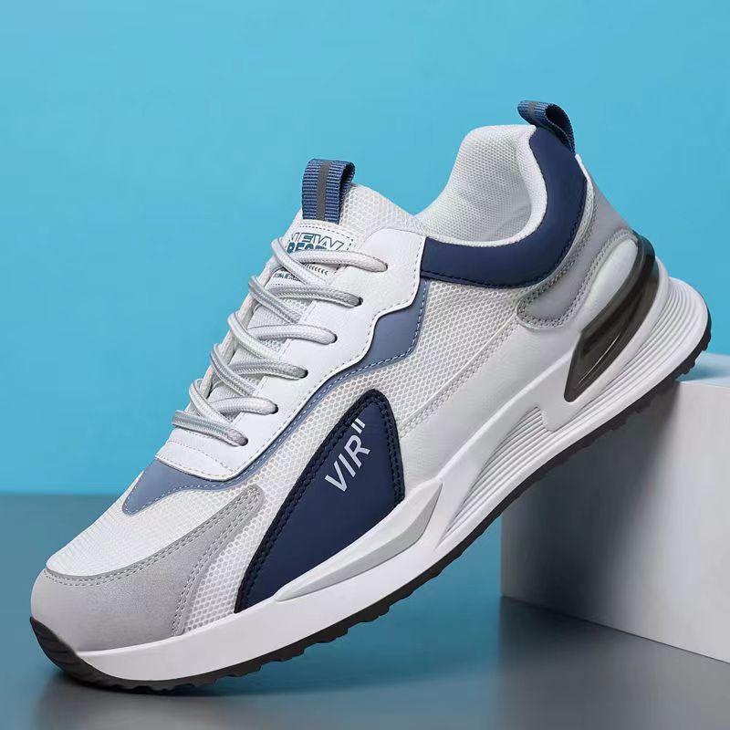 Herren Colorblock Mesh-Schuhe Modisch Lässig Schnür-Sneaker Outdoor Atmungsaktiv Lauf-Sportschuhe
