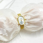 Sunlifex Oval Gold Weizenkorn Uhr - Kleines Zifferblatt, Damen