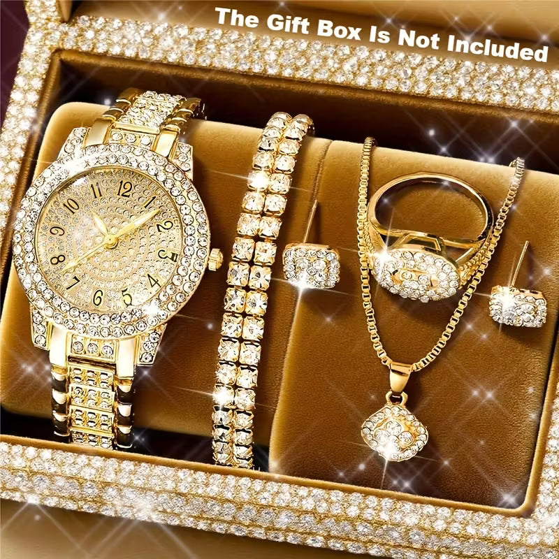 6-teiliges luxuriöses und stilvolles Damen-Quarzuhren-Set