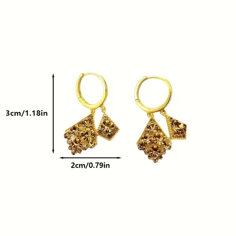 Minimalist Çift Katmanlı Eşkenar Dörtgen Küpeler