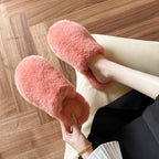 Female Candy Color One-word Cotton Slippers