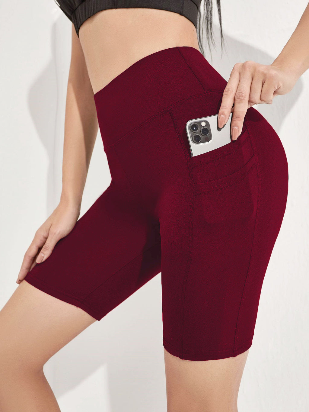 Damen Übergrößen Yoga Sport Leggings mit seitlicher Handytasche